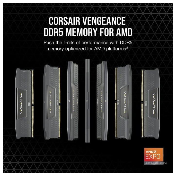 Mémoire RAM - CORSAIR - CMK64GX5M2B6000Z30 - VENGEANCE - DDR5 - 64Go 2x32Go DIMM - 6000MT/s - CL 30 - 1.4V Mémoire RAM - CORSAIR - CMK64GX5M2B6000Z30 - VENGEANCE - DDR5 - 64Go 2x32Go DIMM - 6000MT/s - CL 30 - 1.4V