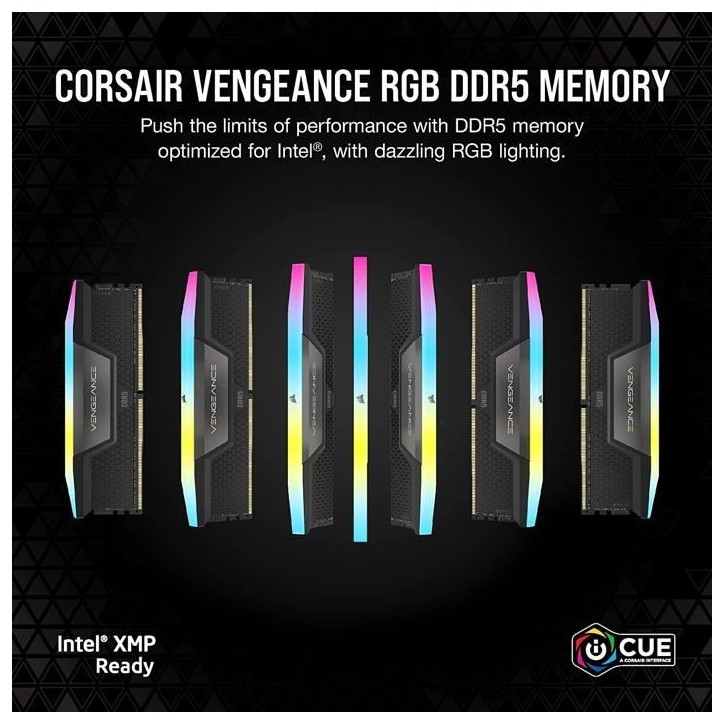 Mémoire RAM - CORSAIR - CMH32GX5M2B6400C36 - VENGEANCE RGB - DDR5 - 32Go 2x16Go - 6400MT/s - DIMM - CL 36 - 1.35V Mémoire RAM - CORSAIR - CMH32GX5M2B6400C36 - VENGEANCE RGB - DDR5 - 32Go 2x16Go - 6400MT/s - DIMM - CL 36 - 1.35V