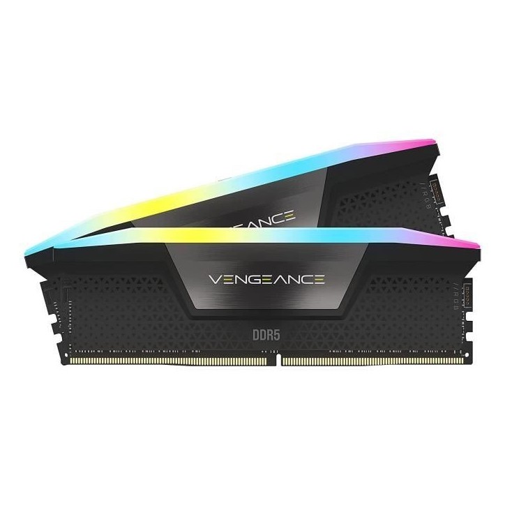 Mémoire RAM - CORSAIR - Vengeance RGB DDR5 - 32GB 2x16GB DIMM - 6000MT/s - Intel XMP - 1.40V - Noir (CMH32GX5M2E6000C36)