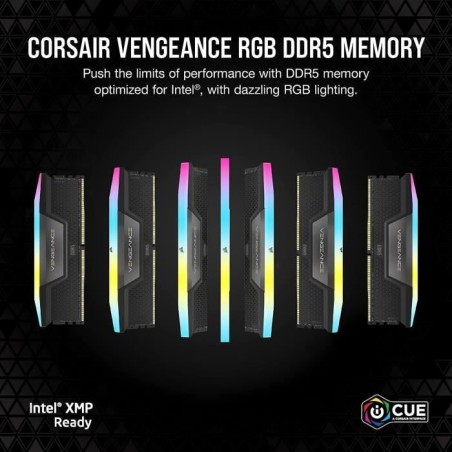 Mémoire RAM - CORSAIR - Vengeance RGB DDR5 RAM 64Go (2x32Go) 6400MHz CL32 - Noir