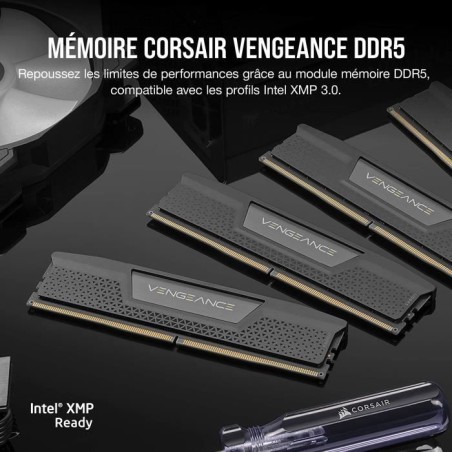 Mémoire RAM - CORSAIR - Vengeance DDR5 RAM 64Go (2x32Go) 6400MHz CL32 Intel XMP Compatible iCUE - Noir