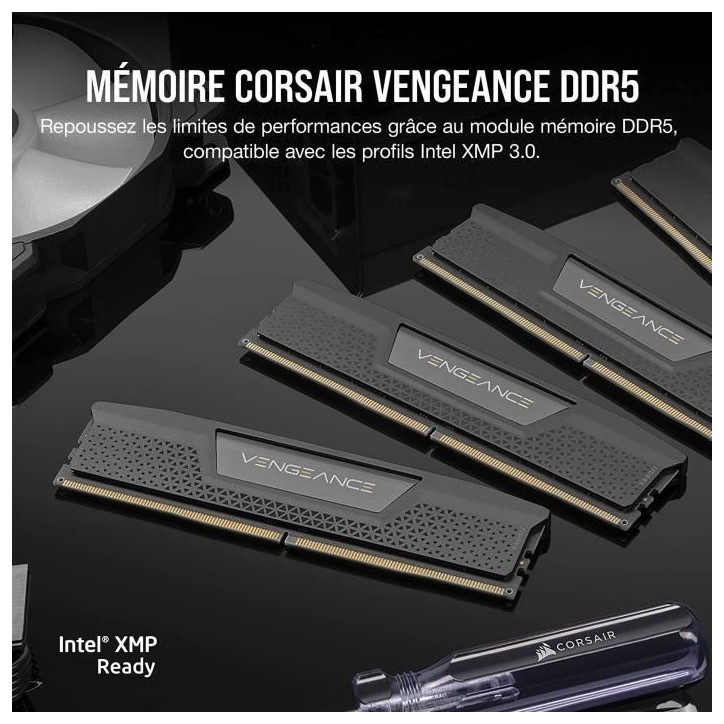 Mémoire RAM - CORSAIR - Vengeance DDR5 RAM 64Go (2x32Go) 6400MHz CL32 Intel XMP Compatible iCUE - Noir Mémoire RAM - CORSAIR - Vengeance DDR5 RAM 64Go (2x32Go) 6400MHz CL32 Intel XMP Compatible iCUE - Noir