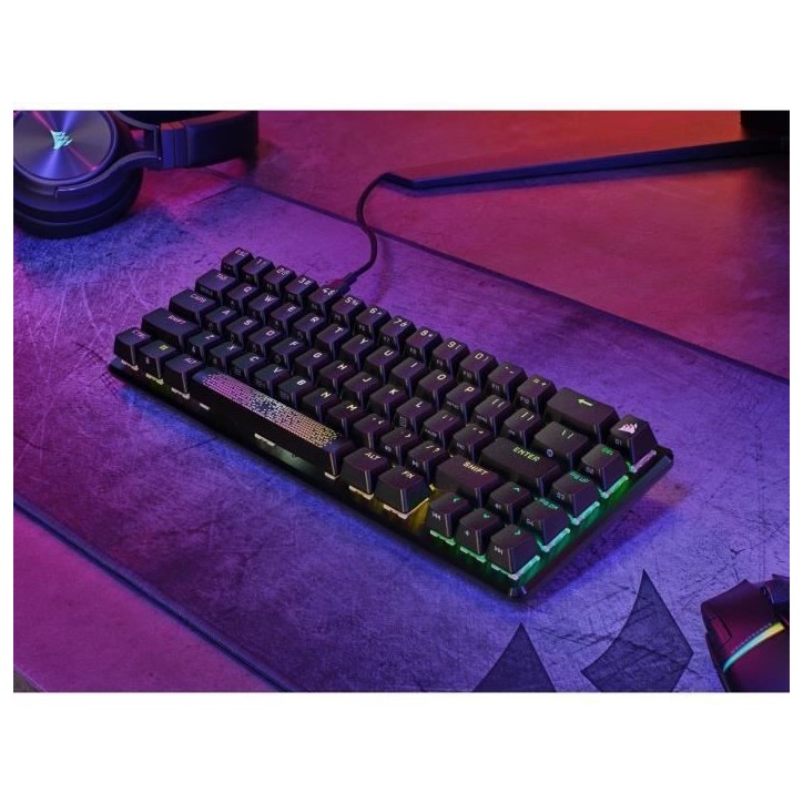 Clavier gaming optique et mécanique - CORSAIR - K65 PRO MINI - Rétroéclaire LED RGB - Switchs CORSAIR OPX - Noir Clavier gaming optique et mécanique - CORSAIR - K65 PRO MINI - Rétroéclaire LED RGB - Switchs CORSAIR OPX - Noir
