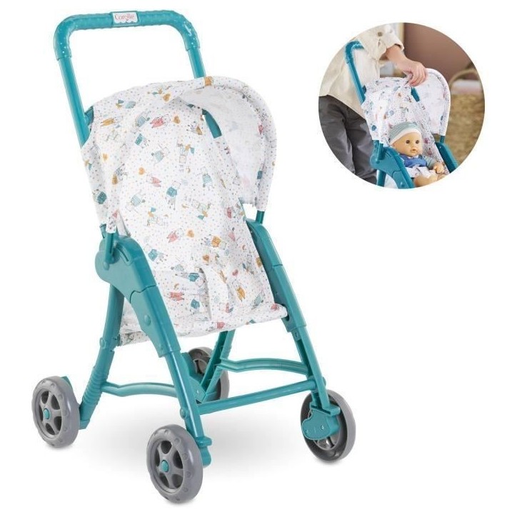 Poussette oursons - COROLLE - Accessoire Poupon 30cm - Bleu - Légere et facile d'utilisation Poussette oursons - COROLLE - Accessoire Poupon 30cm - Bleu - Légere et facile d'utilisation