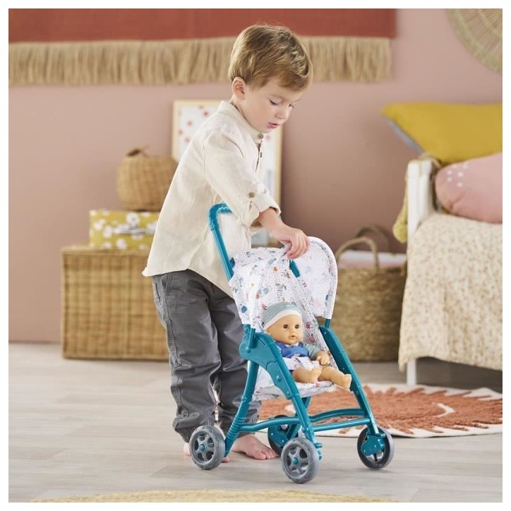 Poussette oursons - COROLLE - Accessoire Poupon 30cm - Bleu - Légere et facile d'utilisation Poussette oursons - COROLLE - Accessoire Poupon 30cm - Bleu - Légere et facile d'utilisation