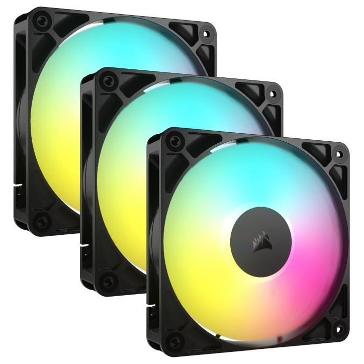 Pack de 3 ventilateurs ARGB 120mm - CORSAIR - RS120 - Refroidissement exceptionnel et effets lumineux dynamiques Pack de 3 ventilateurs ARGB 120mm - CORSAIR - RS120 - Refroidissement exceptionnel et effets lumineux dynamiques