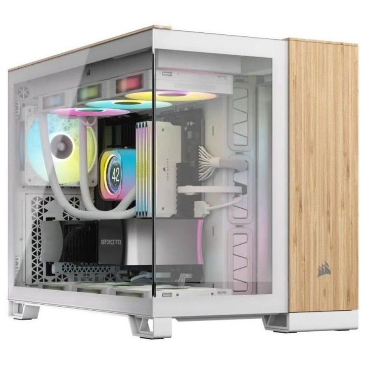 Boîtier PC - CORSAIR - CC-9011288-WW - 2500X - mATX - PC Case - White/Bamboo