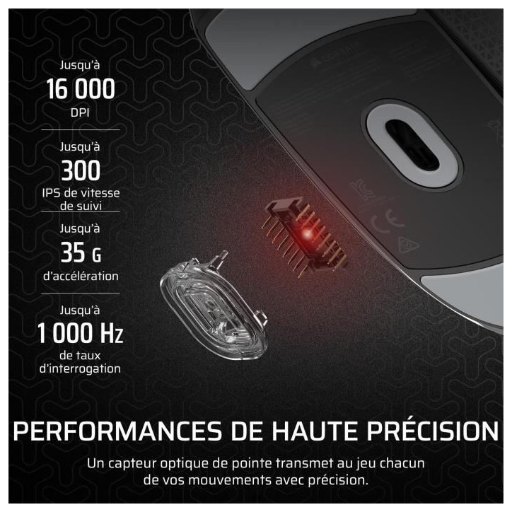 Souris Gaming Filaire - CORSAIR - M55 Wired - 16 000 DPI - Ergonomique - Rétroéclairage RGB