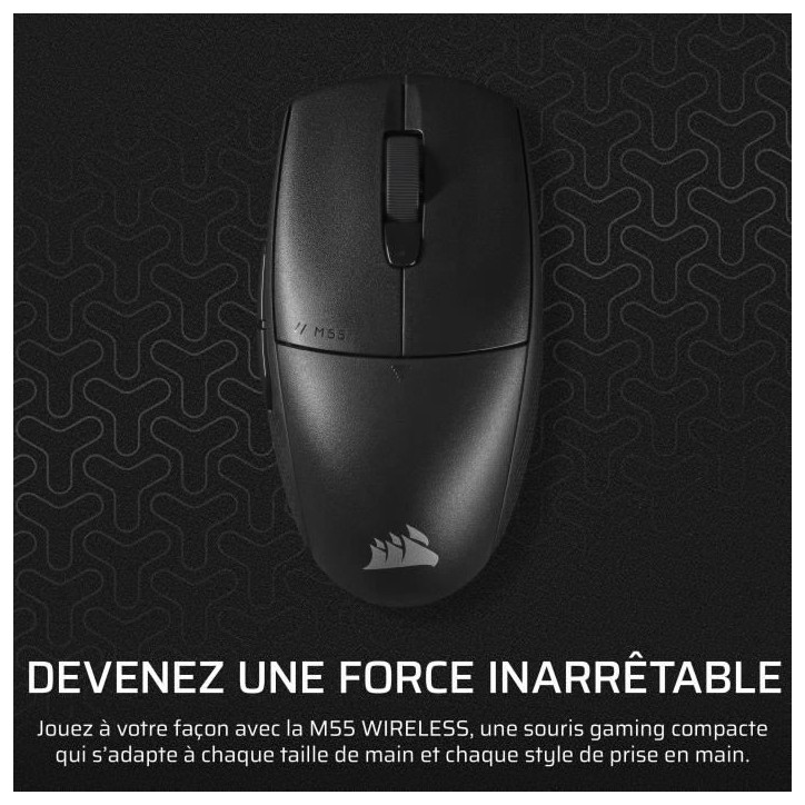 Souris Gaming Sans Fil - CORSAIR - M55 Wireless - Noire, Symétrique Souris Gaming Sans Fil - CORSAIR - M55 Wireless - Noire, Symétrique