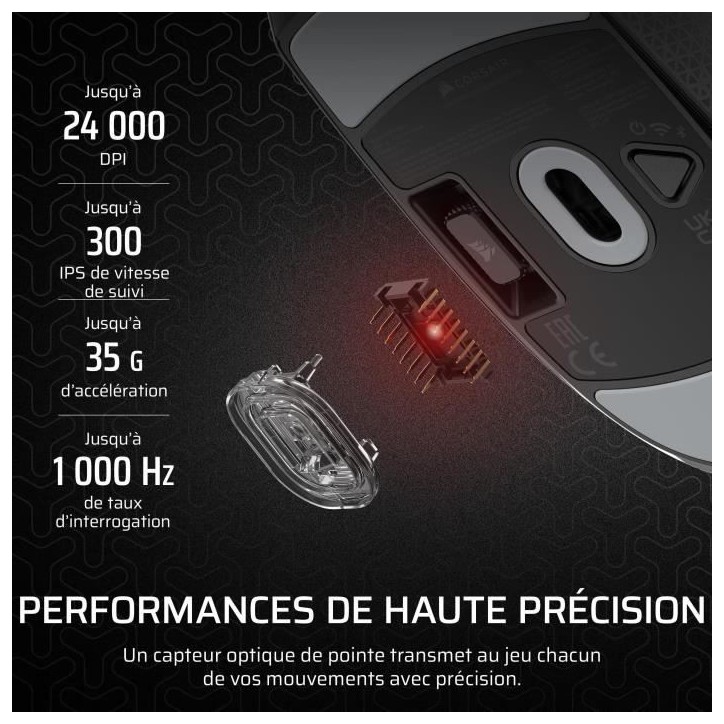 Souris Gaming Sans Fil - CORSAIR - M55 Wireless - Noire, Symétrique Souris Gaming Sans Fil - CORSAIR - M55 Wireless - Noire, Symétrique