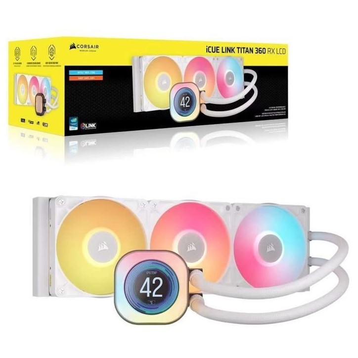 Refroidissement PC - CORSAIR - CW-9061026-WW - iCUE LINK TITAN 360 RX LCD White AIO Refroidissement PC - CORSAIR - CW-9061026-WW - iCUE LINK TITAN 360 RX LCD White AIO