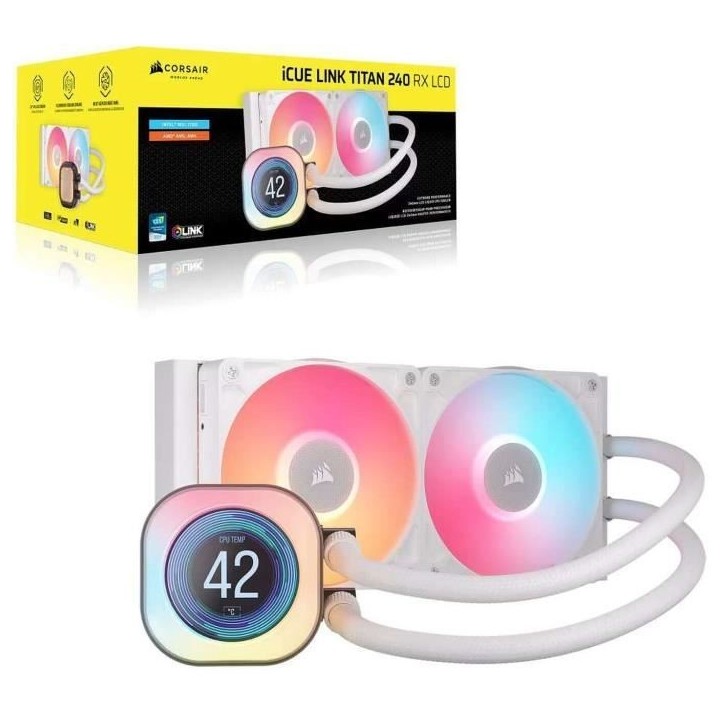 Refroidissement PC - CORSAIR - CW-9061025-WW - iCUE LINK TITAN 240 RX LCD White AIO Refroidissement PC - CORSAIR - CW-9061025-WW - iCUE LINK TITAN 240 RX LCD White AIO