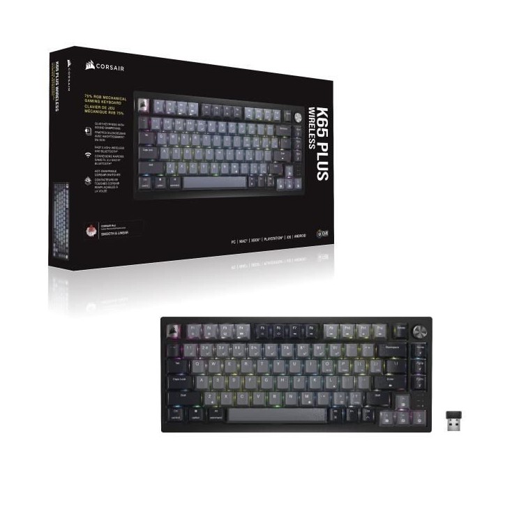 Clavier gamer - Mécanique - CORSAIR - TENKEYLESS - K65 PLUS Clavier gamer - Mécanique - CORSAIR - TENKEYLESS - K65 PLUS