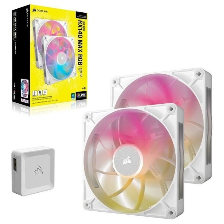 Refroidissement PC - CORSAIR - CO-9051040-WW - iCUE LINK RX140 RGB Max White Dual Fan Refroidissement PC - CORSAIR - CO-9051040-WW - iCUE LINK RX140 RGB Max White Dual Fan