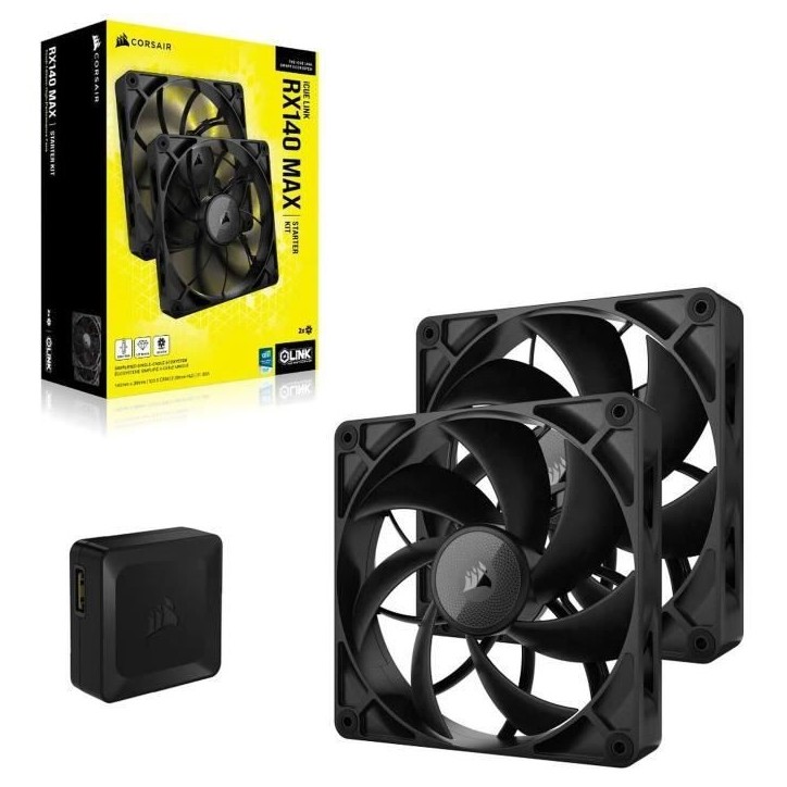 Refroidissement PC - CORSAIR - CO-9051044-WW - iCUE LINK RX140 Max Dual Fan 2 épais Refroidissement PC - CORSAIR - CO-9051044-WW - iCUE LINK RX140 Max Dual Fan 2 épais