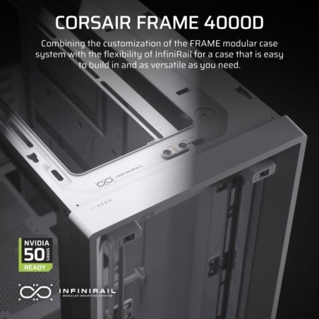 CORSAIR FRAME 4000D Boîtier Modulaire ATX de Taille Moyenne Débit d'air Élevé,InfiniRail Systeme de Montage des Ventilateurs