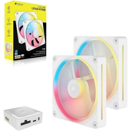 Refroidissement PC - CORSAIR - CO-9051056-WW - iCUE LINK LX140R RGB white Dual Fan
