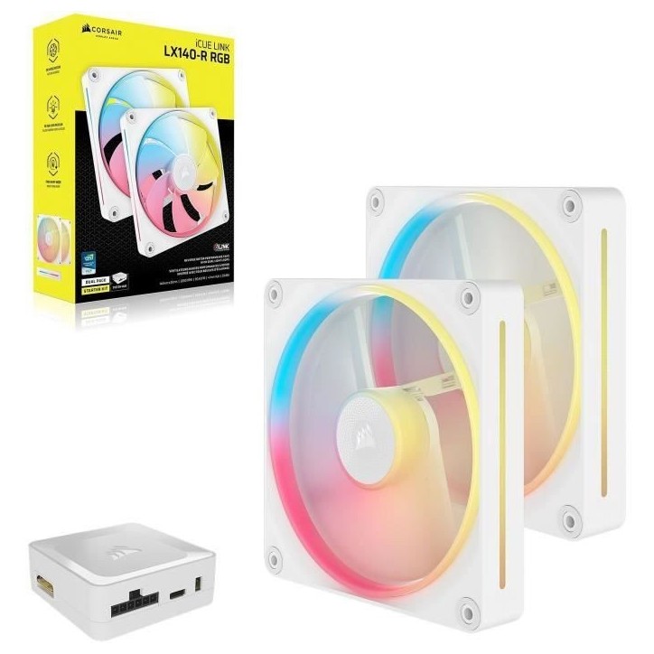 Refroidissement PC - CORSAIR - CO-9051056-WW - iCUE LINK LX140R RGB white Dual Fan Refroidissement PC - CORSAIR - CO-9051056-WW - iCUE LINK LX140R RGB white Dual Fan