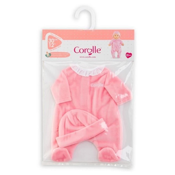 Pyjama Rose et Bonnet - COROLLE - Vetements - Pour Poupon 30cm - Des 18 mois Pyjama Rose et Bonnet - COROLLE - Vetements - Pour Poupon 30cm - Des 18 mois