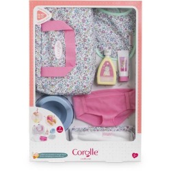 Accessoires poupons - COROLLE - Coffret Accessoires a Langer Floral - 7 accessoires - des 2 ans