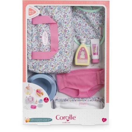 Accessoires poupons - COROLLE - Coffret Accessoires a Langer Floral - 7 accessoires - des 2 ans