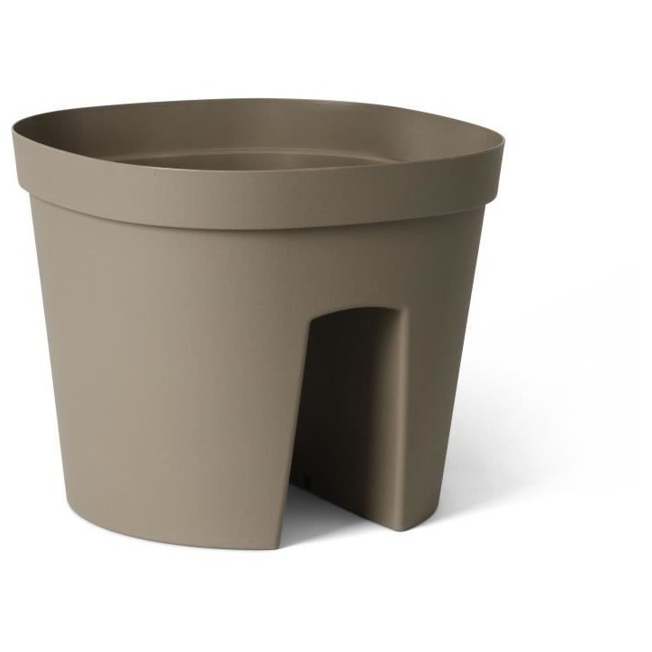 Pot balustrade - GARDEN ID Smile - Taupe 30 cm - S'adapte a toutes les balustrades - Réserve d'eau - recyclé et 100% recyclabl