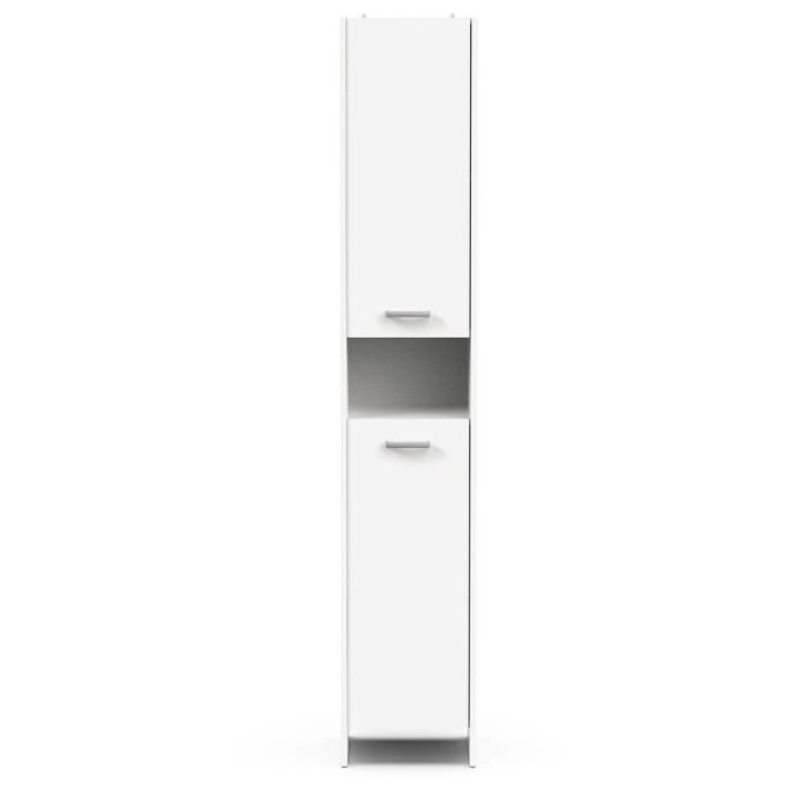 Colonne lingere de salle de bain - Blanc mat - 2 portes - L34,2 x P33 x H185 cm - DEMEYERE Colonne lingere de salle de bain - Blanc mat - 2 portes - L34,2 x P33 x H185 cm - DEMEYERE