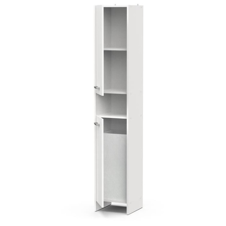 Colonne lingere de salle de bain - Blanc mat - 2 portes - L34,2 x P33 x H185 cm - DEMEYERE Colonne lingere de salle de bain - Blanc mat - 2 portes - L34,2 x P33 x H185 cm - DEMEYERE