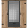Armoire CORFOU - Décor Chene et gris anthracite + Miroirs - 4 portes