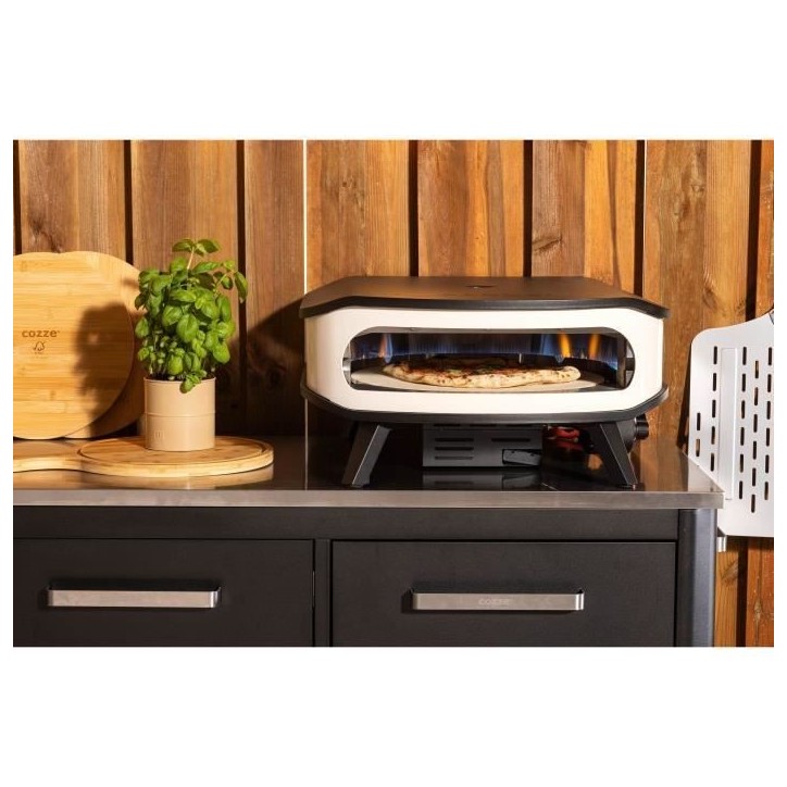 Four a pizza gaz - COZZE - 17 - 90426 - 60,5 x 60,5 x 30,5 cm - Pierre tournante - Thermometre intégré et porte Four a pizza gaz - COZZE - 17 - 90426 - 60,5 x 60,5 x 30,5 cm - Pierre tournante - Thermometre intégré et porte