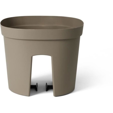 Pot balustrade - GARDEN ID Smile - Taupe 30 cm - S'adapte a toutes les balustrades - Réserve d'eau - recyclé et 100% recyclabl