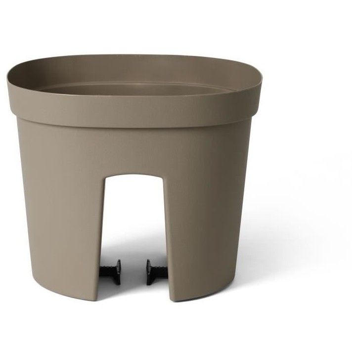 Pot balustrade - GARDEN ID Smile - Taupe 30 cm - S'adapte a toutes les balustrades - Réserve d'eau - recyclé et 100% recyclabl
