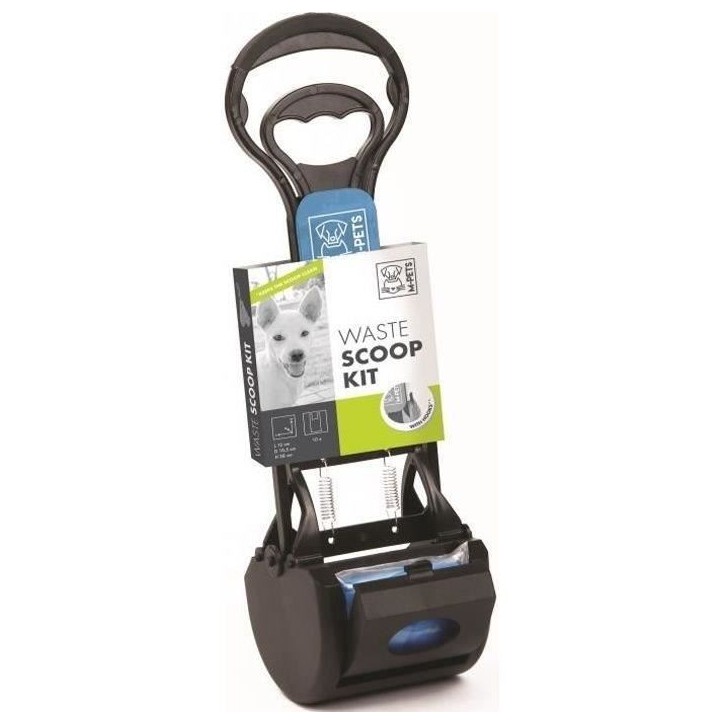 M-PETS Kit pelle a déjection Waste Scoop Kit - 38x12x10,5cm - Noir et bleu - Pour chien