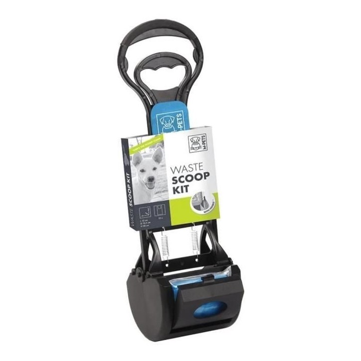M-PETS Kit pelle a déjection Waste Scoop Kit - 38x12x10,5cm - Noir et bleu - Pour chien