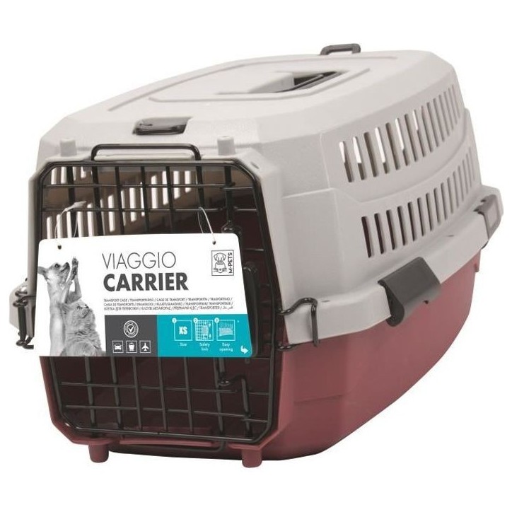 M-PETS Caisse de transport Viaggio Carrier S - 58,4x38,7x33cm - Bordeaux et gris - Pour chien et chat M-PETS Caisse de transport Viaggio Carrier S - 58,4x38,7x33cm - Bordeaux et gris - Pour chien et chat