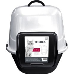THEBES Maison de toilette XXL- Bac a litiere - 62x53x58 cm - Noir et b
