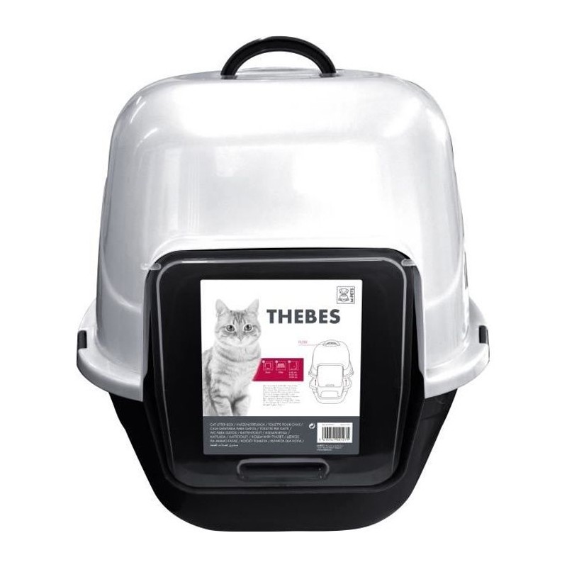 THEBES Maison de toilette XXL- Bac a litiere - 62x53x58 cm - Noir et b THEBES Maison de toilette XXL- Bac a litiere - 62x53x58 cm - Noir et b