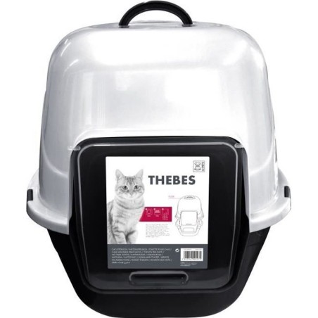 THEBES Maison de toilette XXL- Bac a litiere - 62x53x58 cm - Noir et b