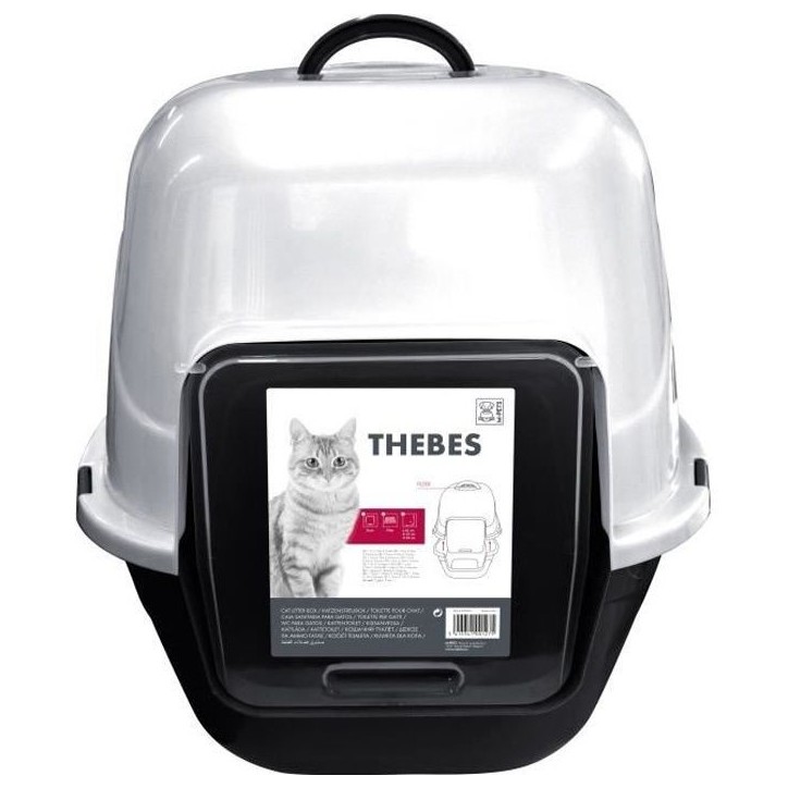 THEBES Maison de toilette XXL- Bac a litiere - 62x53x58 cm - Noir et blanc - Pour chat THEBES Maison de toilette XXL- Bac a litiere - 62x53x58 cm - Noir et blanc - Pour chat