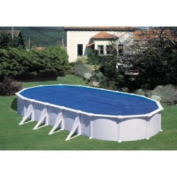GRE - Bâche été a bulles pour piscine ovale 7,30m x 3,75m - anti U.