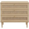Commode - 3 tiroirs - Décor Chene- Cannage - L90,4 x P41,4 x H80 cm -