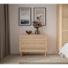 Commode - 3 tiroirs - Décor Chene- Cannage - L90,4 x P41,4 x H80 cm -