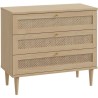 Commode - 3 tiroirs - Décor Chene- Cannage - L90,4 x P41,4 x H80 cm -
