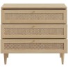 Commode - 3 tiroirs - Décor Chene- Cannage - L90,4 x P41,4 x H80 cm -