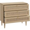 Commode - 3 tiroirs - Décor Chene- Cannage - L90,4 x P41,4 x H80 cm -