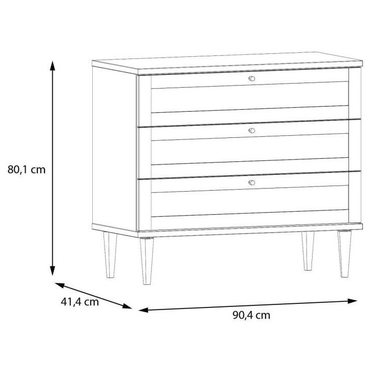 Commode - 3 tiroirs - Décor Chene- Cannage - L90,4 x P41,4 x H80 cm - CALASETTA Commode - 3 tiroirs - Décor Chene- Cannage - L90,4 x P41,4 x H80 cm - CALASETTA