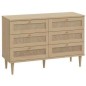 Commode - 6 tiroirs - Décor Chene - Cannage - L120 x P41,4 x H80 cm - CALASETTA Commode - 6 tiroirs - Décor Chene - Cannage - L120 x P41,4 x H80 cm - CALASETTA
