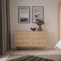 Commode - 6 tiroirs - Décor Chene - Cannage - L120 x P41,4 x H80 cm - CALASETTA Commode - 6 tiroirs - Décor Chene - Cannage - L120 x P41,4 x H80 cm - CALASETTA