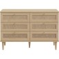 Commode - 6 tiroirs - Décor Chene - Cannage - L120 x P41,4 x H80 cm - CALASETTA Commode - 6 tiroirs - Décor Chene - Cannage - L120 x P41,4 x H80 cm - CALASETTA
