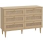 Commode - 6 tiroirs - Décor Chene - Cannage - L120 x P41,4 x H80 cm - CALASETTA Commode - 6 tiroirs - Décor Chene - Cannage - L120 x P41,4 x H80 cm - CALASETTA